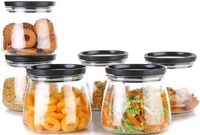 Plastic Airtight Container Jar Set For Kitchen - 900  ml Set Of 6 Made In India - Black, 6pc