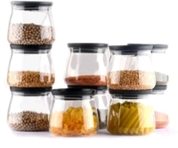 Plastic Airtight Container Jar Set For Kitchen - 900  ml Set Of 6 Made In India - Black, 12pc