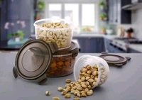 3PC Brown Plastic food Storage Container (600ml,1200ml,1800ml)