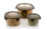 3PC Brown Plastic food Storage Container (600ml,1200ml,1800ml)