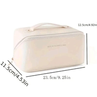 Large-Capacity Travel Cosmetic Bag Portable PU Makeup Pouch 