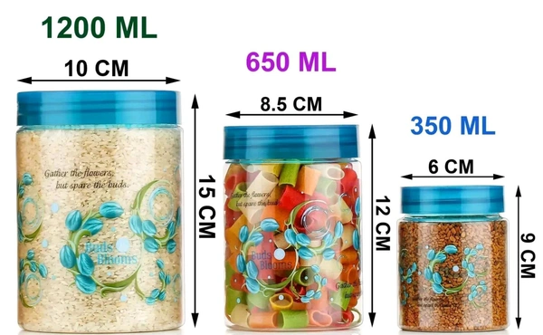 100% Unbreakable Air Tight Kitchen Plastic Storage Containers Jars Combo Set - 250ml, 300ml, 650ml, 1200ml Plastic Grocery Container (Pack of 24, SEA GREEN) 