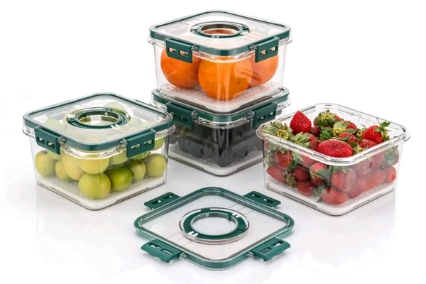 1100ml  Airtight Container With Time Keeping On Lid Breathable Valve Sealed Container -(Pack Of 4)