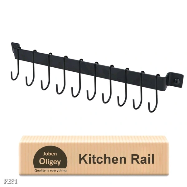 Kitchen Rail With 10 Hooks