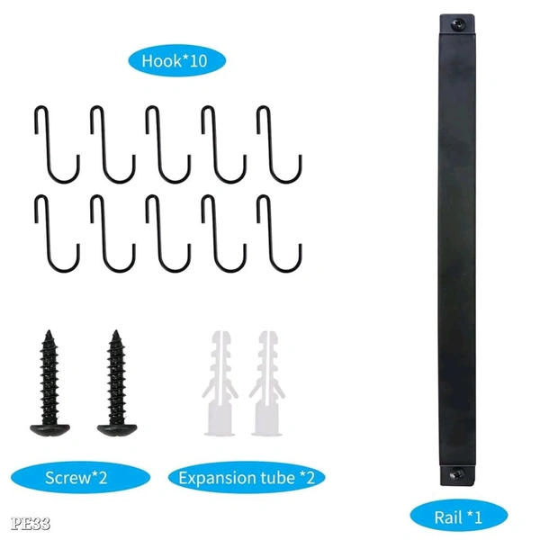 Kitchen Rail With 10 Hooks