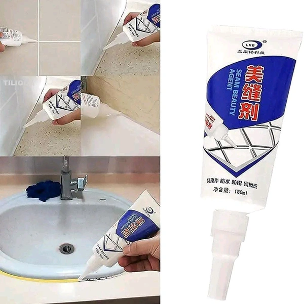  Tiles Gap Filler WaterproofCrack Grout Gap Filler Agent Water Resistant Silicone Sealant for Sink Gaps/Grouts Repair Filler Tube Paste for Kitchen, Bathroom (180 ml)- 1Pcs