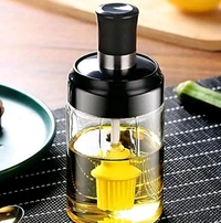 leakproof transparent glass jar with brush for oil ghee,borosilicate glass food storage jar with brush pack of 2  Capacity 250 Ml In One Jar
