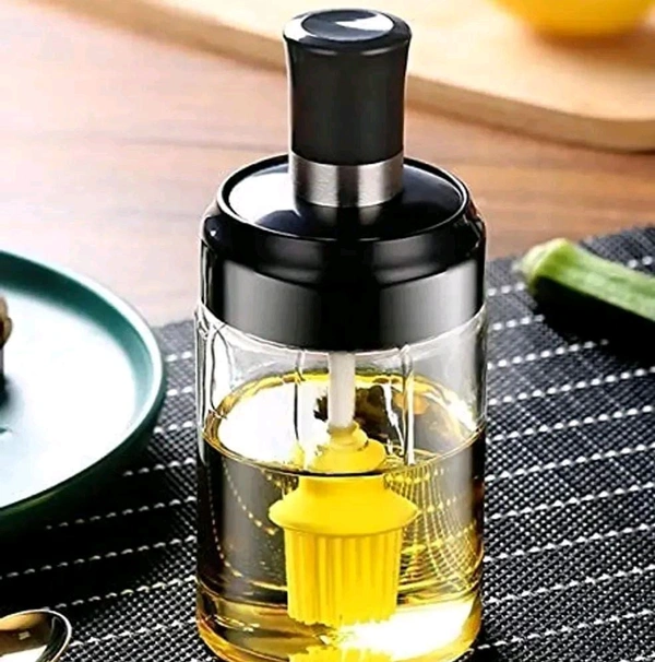 leakproof transparent glass jar with brush for oil ghee,borosilicate glass food storage jar with brush pack of 2  Capacity 250 Ml In One Jar