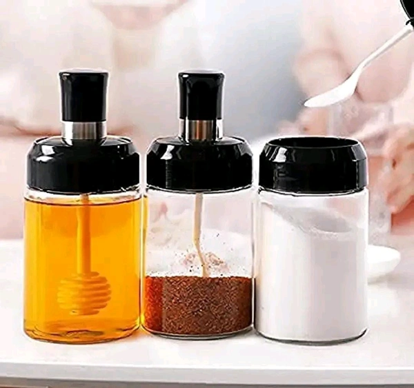 Plastic  Pickle, Ghee, Honey Jar Set of 3 Oil Dispenser Honey Dispenser Bottle Kitchen Seasoning Bottle Food Storage Jar Spice Jars Pickle Jar Borosilicate Plastic Jar (250 ML) 