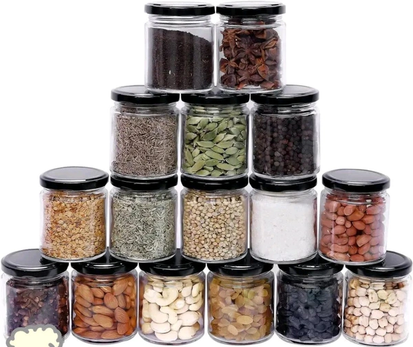 Kitchen Pickles Storage Jar - 200 Glass Grocery Containernbsp;nbsp;(Pack of 16, White)