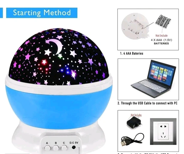 Star Master Rotating 360 Degree Moon Night Light Lamp Projector with Colors and USB Cable