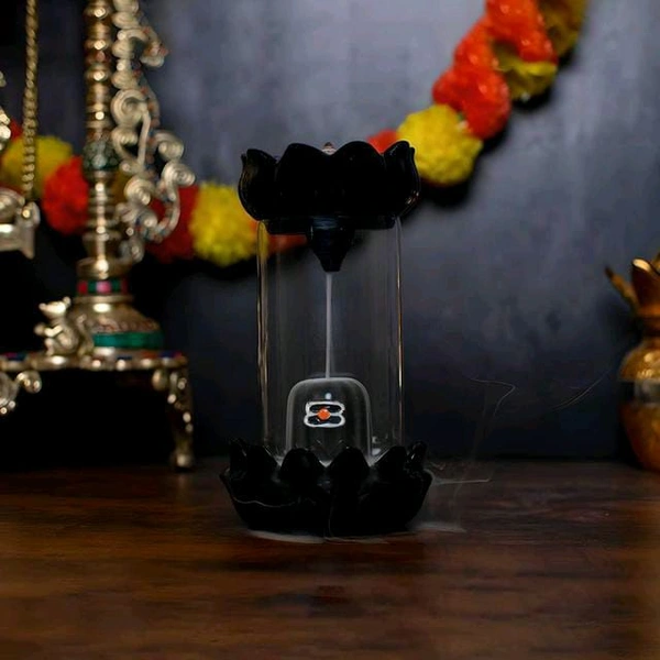 Classy Ceramic Incense Holder Shiv Ling Incense Burner with 30 Back Flow Incense Cones , Aromatherapy Ornament Home Decor