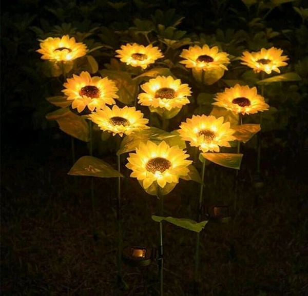 Sunflower Solar Lights Waterproof Garden Lights 20 LED Starburst Swaying Lights Solar Outdoor Garden Decor for Balcony Garden lawn Pack Of 2