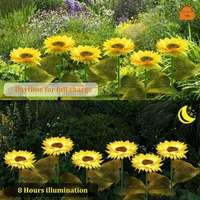 Sunflower Solar Lights Waterproof Garden Lights 20 LED Starburst Swaying Lights Solar Outdoor Garden Decor for Balcony Garden lawn Pack Of 2