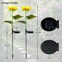 Sunflower Solar Lights Waterproof Garden Lights 20 LED Starburst Swaying Lights Solar Outdoor Garden Decor for Balcony Garden lawn Pack Of 2
