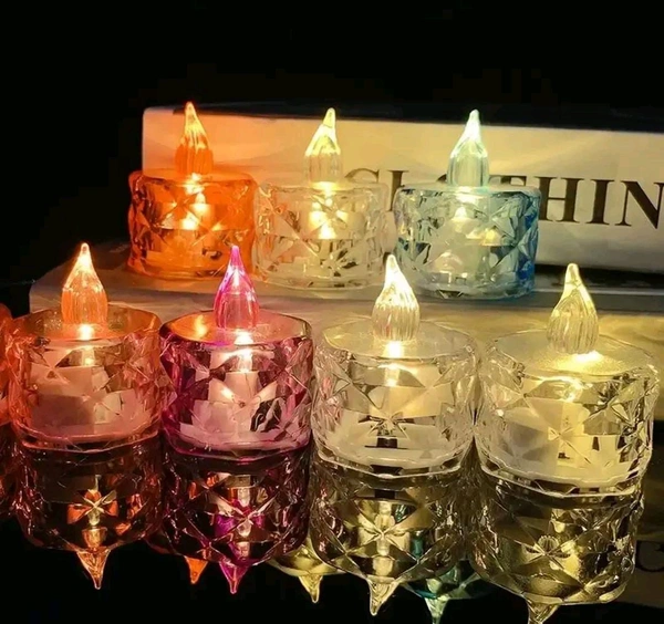 Smokeless and Flameless Acrylic 3D Led Tea Light Candle for Outdoor and Indoor Festival Decoration(Set of 6)