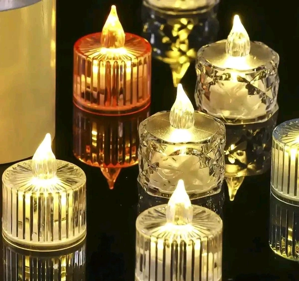 Smokeless and Flameless Acrylic 3D Led Tea Light Candle for Outdoor and Indoor Festival Decoration(Set of 6)
