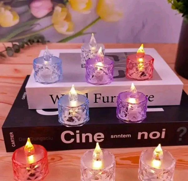Smokeless and Flameless Acrylic 3D Led Tea Light Candle for Outdoor and Indoor Festival Decoration(Set of 6)
