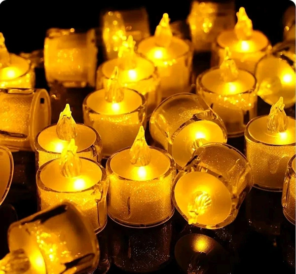 Smokeless and Flameless Acrylic Led Tea Light Candle for Outdoor and Indoor Festival Decoration(Set of 6) - 6