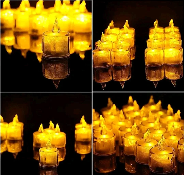 Smokeless and Flameless Acrylic Led Tea Light Candle for Outdoor and Indoor Festival Decoration(Set of 6) - 6
