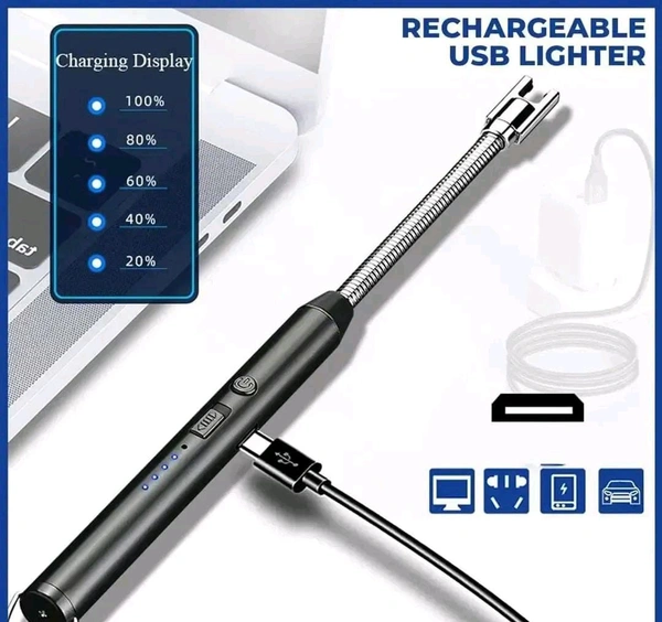 Silver Electric Gas Lighter for Kitchen Use Candle Lighter Plasma Lighter