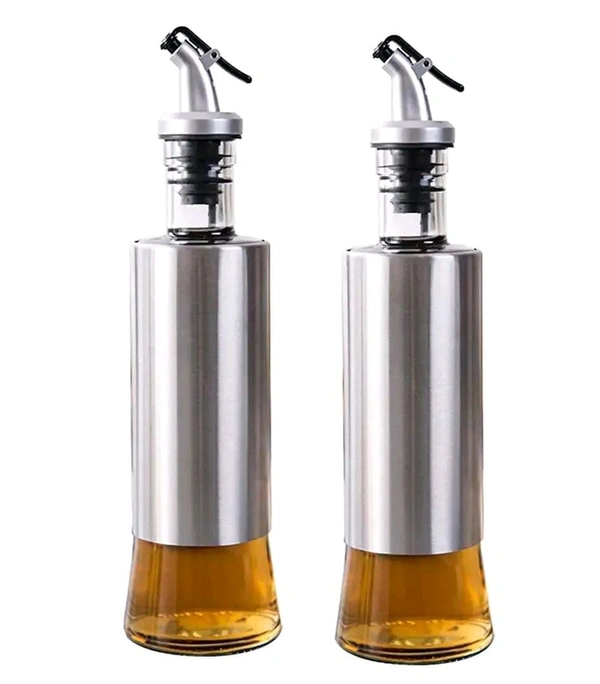 Glass Oil Dispenser with Steel Cover  - 1pc