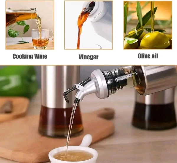 Glass Oil Dispenser with Steel Cover  - 1pc