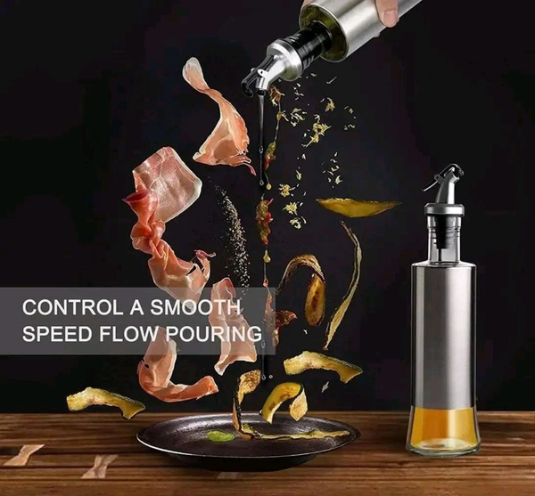 Glass Oil Dispenser with Steel Cover  - 1pc