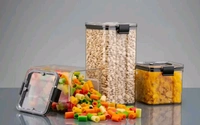 kitchen storage containers 500ml 1100ml 1700ml lock containers (pack of 12,Black)