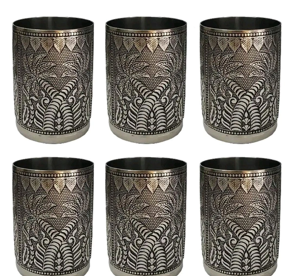  Silver Designer Handcrafted Steel Drinking Glass