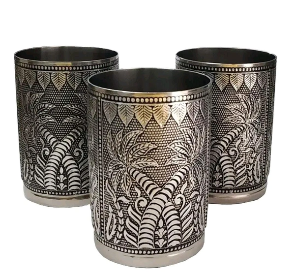  Silver Designer Handcrafted Steel Drinking Glass