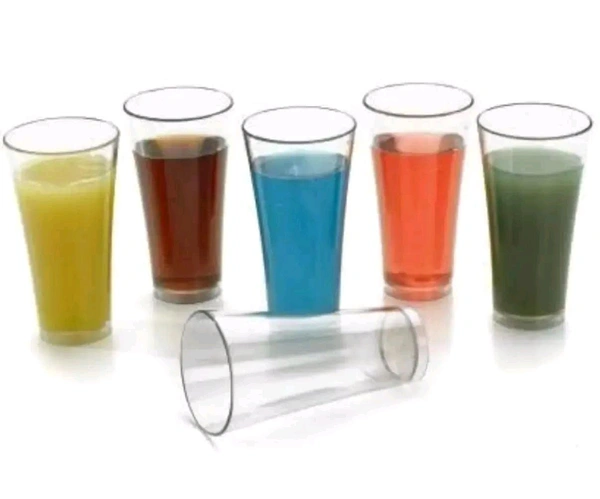 Plastic Glass Set 250 ml For Home, Kitchen, Office Transparent Unbreakable Stylish Glass-Clear(6 pcs)