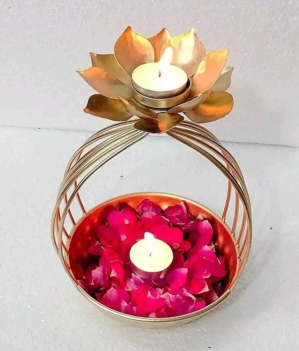 Handicrafts Lotus Urli Iron Flower Diyas for Puja