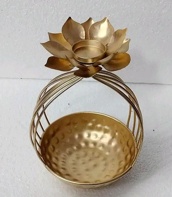 Handicrafts Lotus Urli Iron Flower Diyas for Puja