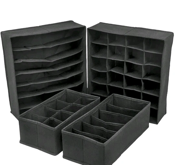 Set of 4 Foldable Storage Box Drawer Divider Organizer Closet Storage for Socks Bra Tie Scarfs 