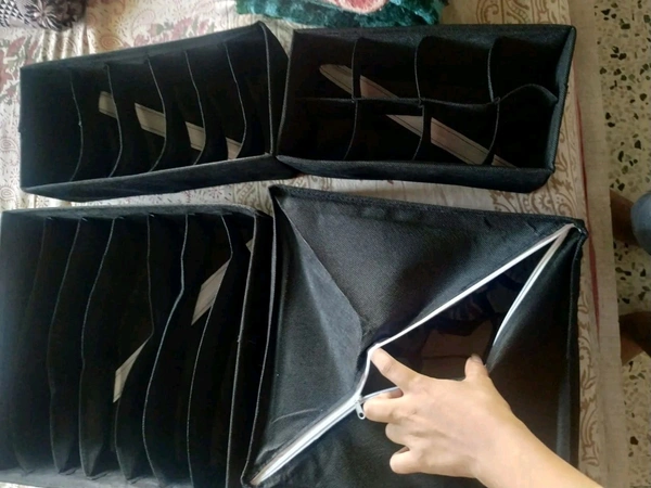 Set of 4 Foldable Storage Box Drawer Divider Organizer Closet Storage for Socks Bra Tie Scarfs 