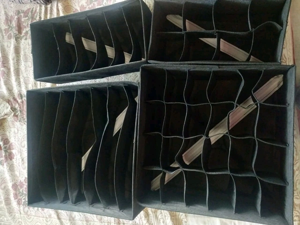 Set of 4 Foldable Storage Box Drawer Divider Organizer Closet Storage for Socks Bra Tie Scarfs 