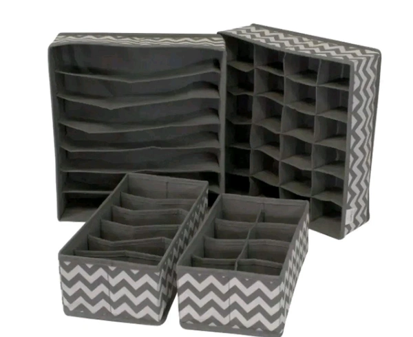 Set of 4 Foldable Storage Box Drawer Divider Organizer Closet Storage for Socks Bra Tie Scarfs 