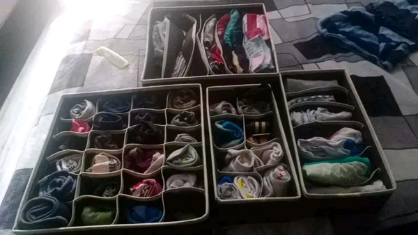 Set of 4 Foldable Storage Box Drawer Divider Organizer Closet Storage for Socks Bra Tie Scarfs 