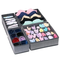 Set of 4 Foldable Storage Box Drawer Divider Organizer Closet Storage for Socks Bra Tie Scarfs 