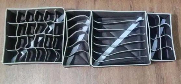 Set of 4 Foldable Storage Box Drawer Divider Organizer Closet Storage for Socks Bra Tie Scarfs 