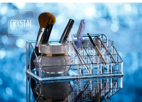 16 Section Lipstick Storage Acrylic Stand Mascara Nail Paint Lipstick Holder Dressing Table Bathroom Organizer (Small- 16 section)