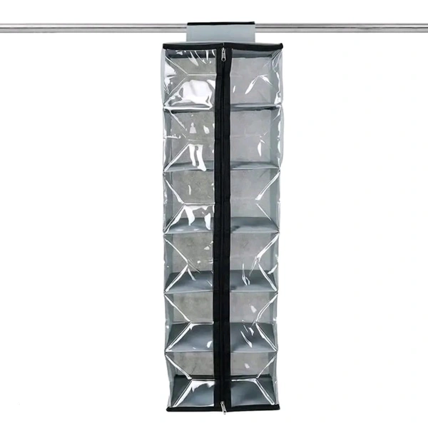 Cloth Hanging Storage Wardrobe Organizer with PVC Zippered Closure 6 Shelves