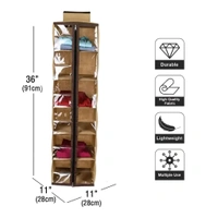 Cloth Hanging Storage Wardrobe Organizer with PVC Zippered Closure 6 Shelves
