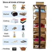 Cloth Hanging Storage Wardrobe Organizer with PVC Zippered Closure 6 Shelves