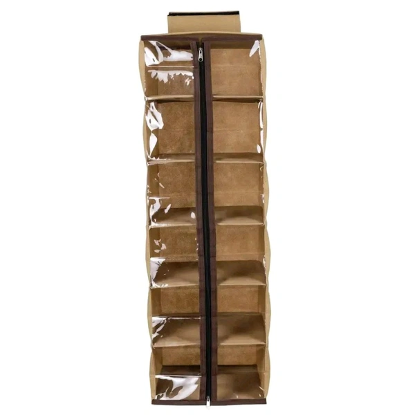 Cloth Hanging Storage Wardrobe Organizer with PVC Zippered Closure 6 Shelves