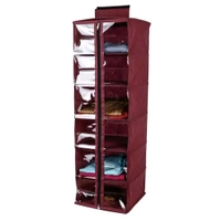 Cloth Hanging Storage Wardrobe Organizer with PVC Zippered Closure 6 Shelves