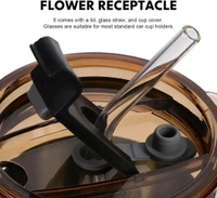 Leather Sleeve Glass Coffee Mug with Straw (470ML, , 1Pcs)