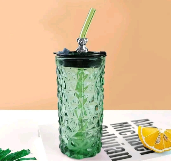 Design Drink Glass Cup with Straw Travel Mug