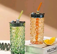 Design Drink Glass Cup with Straw Travel Mug